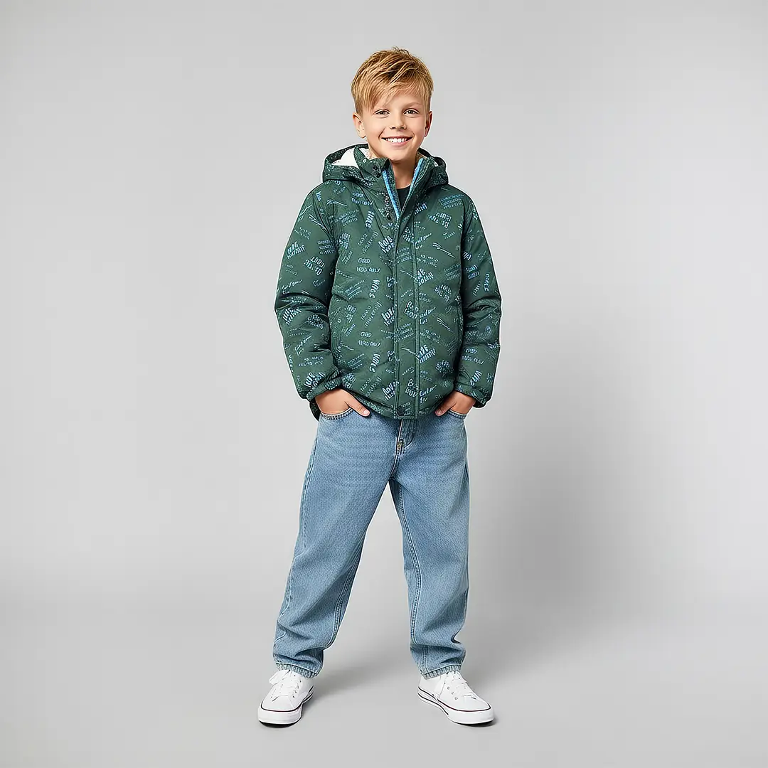 کاپشن پسرانه طرح حروف سبز